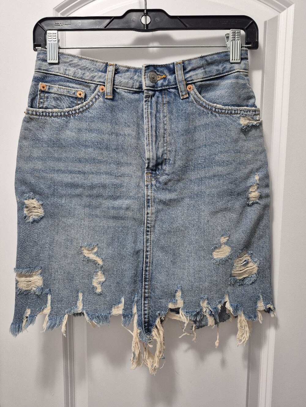 NWT Zara Distressed Denim Mini Skirt, XS